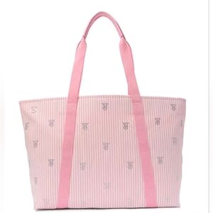 NWT! Victoria's Secret Rhinestone Logo Large Weekender Shine Zipped Tote Bag